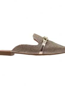 Sapatilha Feminina Mule com Glitter e Enfeite em Abs