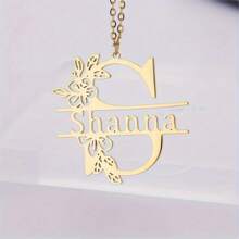 1 Pieza Collar personalizado con nombre con letras mayúsculas y colgante de acero inoxidable, con diseño retro y sencillo, perfecto como regalo para ella, amigas, Día de la Madre, San Valentín, excelente para vacaciones en la playa