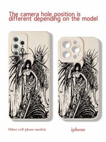 Gothic Style Fashion 2pcs Perforated Straight Edge Portrait Painted Thick Shockproof Protective Phone Case, Compatible With IPhone 15 Pro Max, Compatible With IPhone 16, Compatible With IPhone 16 Pro, Compatible With IPhone 16 Plus, Compatible With IPhone 16 Pro Max, P13, P14, P11, P12, XS, XR, 7/8, 7/8 Plus, S22, S22 Plus, S25, S25 Plus, International Version, Not The Domestic Version Spring Birthday - Multicolor - View 5