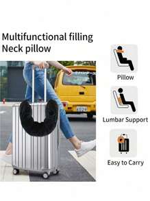 1pc Super Soft Adjustable Neck Pillow With Large Capacity And Long Zipper For Easy Travel, Suitable For Cars, Airplanes, With Storage Bag And Shoulder Strap Holiday Essentials Holiday Travel Essentials Travel Bag Travel Accessories Bag For School School Accessories School Stuff