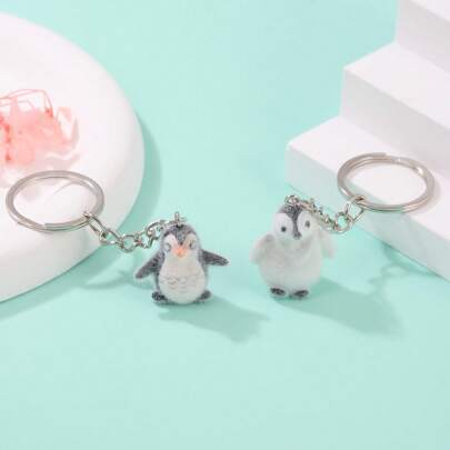 Cute Cartoon Flocked 3D Penguin Keychain, Adorable Cartoon Animal Pendant For Bag/Phone/Keys, Party Gift Car Accessories Bag Charm Backpack For School Goth Y2k Bag Accessories Lanyards With Id Holder Car Accessories Bag Charms Christmas
