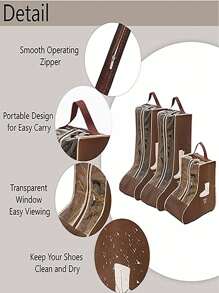 Boots Storage Bag, Portable Widen Tall Boots Storage, Short Shoe Bags For Storage, Brown Shoe Dust Proof Bags, Shoe Travel Bags For Packing, Cowboy Boots, Home Storage,Elegant Shoes Storage Bag Travel Home Non Woven Boot Bag