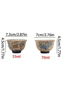 2pcs/4pcs Blue & White Porcelain Lotus Pattern Teacup Set, Chinese Style Elegant Hand-Painted Gold Trim Tea Cup For Tea Ceremony, Suitable For Red Tea, Saudi Arabian Coffee, Ideal Gift For Friends Back To School - Multicolor - View 6