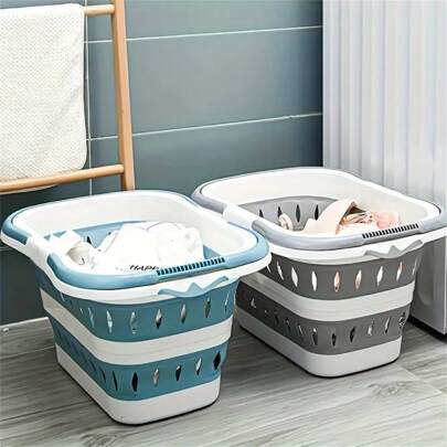 Foldable Laundry Basket, Wall-Mounted Clothes Storage Basket, Bathroom Laundry Basket, Large Plastic Laundry Basket, For Bathroom, Bedroom, Living Room, Dormitory, Home Organization And Storage, Laundry Basket