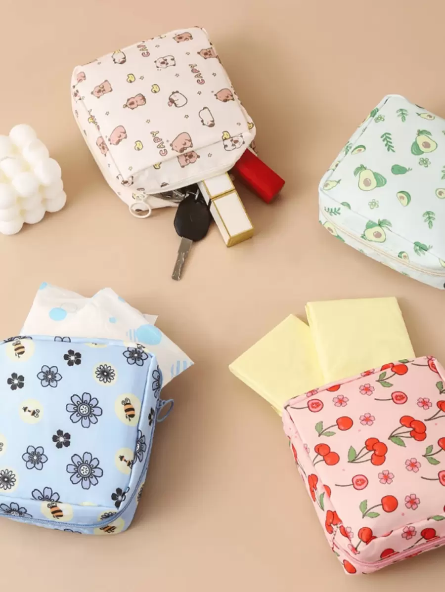 1 件便携式大容量女性卫生袋，防水面料收纳袋，时尚实用的多功能旅行袋 - 适合存放卫生巾、护垫和卫生棉条，波西米亚风格 - 彩色 - 查看 1