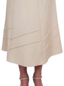 Paulo Due Smart Elasticated Waist Flared Swing Skirt - Beige - View 4