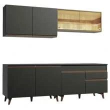 Madesa Gabinete Cocina Integral 240cm Reims Negro/Marrón 01 - Negro y Marrón - Ver 9