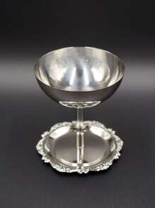 1个优雅高脚布丁杯/冰淇淋杯，复古高品质杯，质感精致，不锈钢甜点杯，提升生活品质，休闲聚会，为生活增添甜蜜，适合花园派对、咖啡馆聚会和返校季。