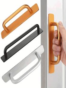 Self-Adhesive Door/Cabinet/Window Pull Handle, Easy Installation Aluminum Alloy Door Knob - Self-Adhesive, Modern Design For Glass And Sliding Doors - Available In Black, Silver, Gold, Fashionable Minimalist Style Self-Adhesive Furniture Cabinet Door Pull Handle, Furniture Hardware, Cabinet/Closet/Drawer Pull Handle, Cabinet Pull Handle, Christmas Holiday Gift, Suitable For Kitchen Cabinet/Vanity/Drawers/Closet/Sliding Doors