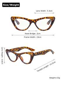 1pc Women's Retro Cat Eye Classic Black Leopard Print Rivet Decorated Decorative Glasses, High-Quality Fashion Plano Lenses