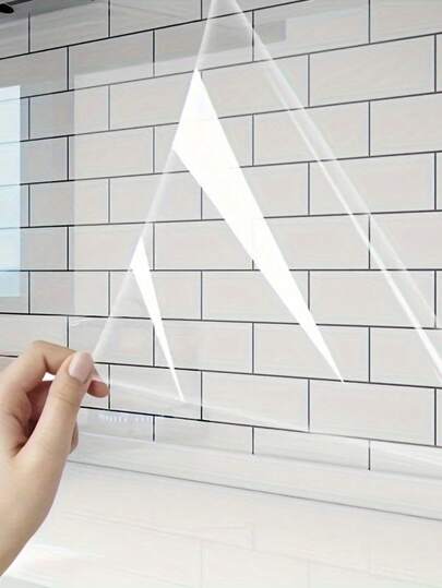 1 Rollo de Etiqueta Transparente Resistente a Altas Temperaturas y al Aceite para Cocina, Lavable, Película de Protección de Pared de Pintura de Látex para el Hogar, Protección de Azulejos Cerámicos, Muebles y Estufas, Papel Tapiz Autoadhesivo, Resistente al Agua y al Aceite