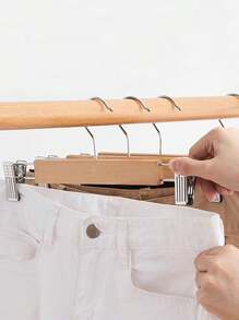 1/5/7pcs Wooden Pants Rack, Wooden Pants/Skirt Hanger With 2 Adjustable Clips And Anti-Rust Hooks, Space Saving Storage Box For Bedroom, Closet, Cabinet, Home, Dorm