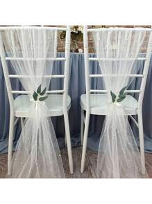 2pcs 39in White Pearl Tulle Cloth, Suitable For Wedding Arches, Dining Table Centers, Chair Sashes, Table Covers, Bridal Shower, Theme Parties, Event Backdrops, Floral Wrapping, Outdoor Garden Decor