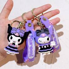 Sanrio 2 piezas Llavero de Kuromi de Sanrio oficial en forma de negro y morado, para decorar el coche, la bolsa, accesorios de anime