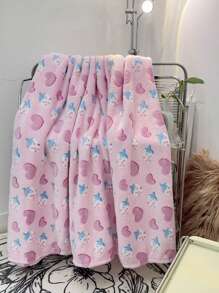 1pc Cute Strawberry & Heart Pattern Children Blanket - Pink - View 7