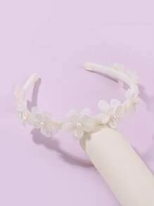 1pc Flower Hair Hoop With Plastic, Suitable For Daily Use - Beige - View 5