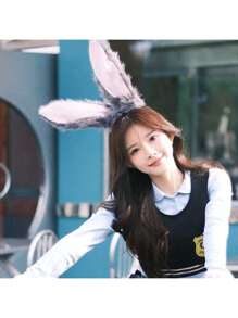 1pc Plush Rabbit Ear Headband, Cute Hair Accessory, Suitable For Easter Cosplay Decoration