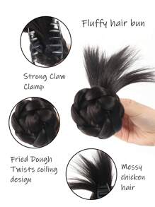 Synthetic Half-Tie Double Hair Bun Messy Hair Bun Low Claw Chignon Wrap Around Hairtail Extension For Women
