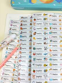 Custom Transparent Waterproof Name Labels For School Supplies, Personalized Stickers For Water Bottles, Lunch Boxes, And Personal Items, Ideal For Daycare, Camp, And Sports Activities, Seal, No-Iron, Reusable, Adhesive Cute, Adorable, Colorful Custom, Personalized, Unique Ideal Gifts For Him Her, Family, Friends, Son, Daughter, School Students For Anniversaries, For Children's Day Home, School - Multicolor - View 2