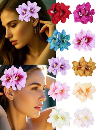 1/5pcs Faux Lily Flower Hair Clips, Fashion Elegant Sweet Hair Accessories For Women, Suitable For Daily, Party, Wedding, Holiday,Hair Barrettes Claw Clips