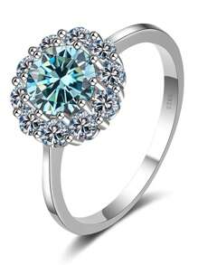 Anillo ajustable de plata de ley 925 con diseño de flor de sol de moissanita real, estilo bohemio y elegante, accesorio de boda, regalo para mujer