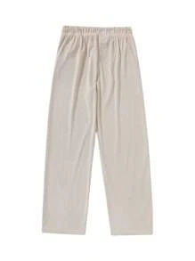 Men's Summer Corduroy Zipper Slit Wide Leg Pants, Solid Color Versatile Casual Sports Trousers