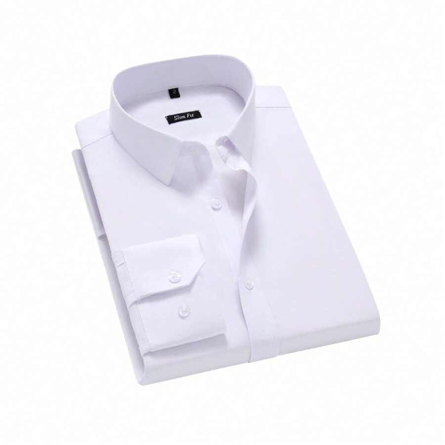 Rand paul Men's Long Sleeve Dress Shirt Good Quality Slim Fit Microelasticity - 白色 - 查看 1