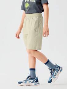Balabala Pantalones cortos casuales de pierna recta para niños y niñas, cómodos y
