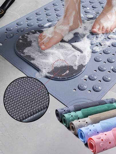 1pc Non-Slip PVC Bath Mat With Massage Nubs - Rectangular, Dot Pattern, Shower And Bathroom Rug, Bath Mats For Bathroom Home Bathroom Decor Fall Decor Back To School