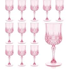 1/3/6/12/24 pièces Verres à vin en plastique réutilisables vintage gaufrés, coupes à champagne robustes, verres à jus convenant pour les fêtes et les mariages