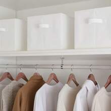 YUKOOL 3-Packs Foldable Storage Baskets For Shelves, Fabric Closet Storage Bins With Handles, Large Clothes Organizer Laundry Baskets, Miscellaneous Items,Toys,Books,Clothes Organizer,White