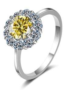 Anillo ajustable de plata de ley 925 con diseño de flor de sol de moissanita real, estilo bohemio y elegante, accesorio de boda, regalo para mujer