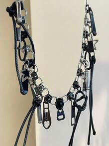 1PC多拉链项链个性时尚男女项链冷风朋克个性设计感项链 - 彩色 - 查看 2