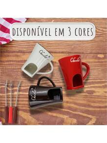 Fondue Set Kit Individual Mug Ceramic Non-Stick Chocolate Cheese Romantic Couple With Candles - Multicolor - View 3