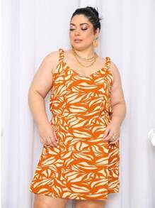 Women's Plus Size Jumpsuit Short Skirt With Printed Lining Summer - 顏色 23 - 查看 1