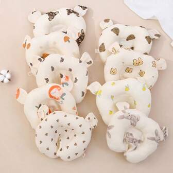 1pc Infant U-Shaped Cartoon Pillow, Newborn Baby Anti-Headshaping Pillow, All Season Children Sweat-Absorbing Pillow, Washable