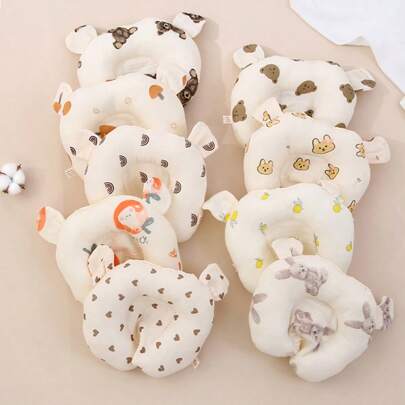 1pc Infant U-Shaped Cartoon Pillow, Newborn Baby Anti-Headshaping Pillow, All Season Children Sweat-Absorbing Pillow, Washable
