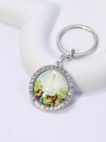 1pc Vintage Personalized Metal Jesus Christ Catholic Religious Figures & Gemstone Creative Gift Keychain - Alloy Jewelry Pendant - View 16