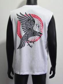 男士动物印花休闲背心，适合外出和街头穿着 - 彩色 - 查看 6