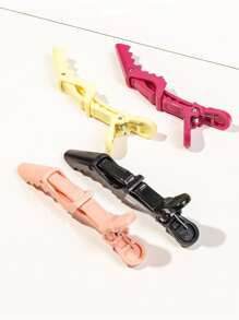 6 件装新款时尚彩色手指形发夹，鳄鱼发夹美发专业沙龙发夹鳄鱼发夹理发师配件或日常使用