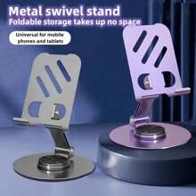 360 Degrees Rotating Metal Mobile Phone Stand, Foldable Desktop Holder, Suitable For All Smartphones, Ideal Office Accessory Compatible With IPhone, Android Phone, Gift For Birthday, Family, Friends Phone Holder, Phone Accessories