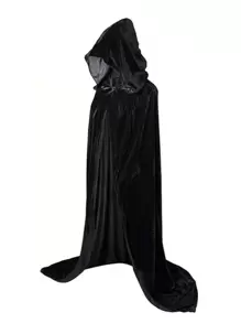 1pc Unisex Party Performance Hooded Cape Cloak With Velvet Fabric, Ideal For Various Festivals, Halloween Cosplay Costume, , Devil, Vampire, Dress Up,Festival Costume Props - Multicolor - View 9