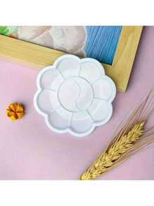 5pcs/10pcs/20pcs Mini Flower Shape Plastic Palette - Art Mixing Tray For Watercolor And Gouache Painting,Back To School,School Supplies - White - View 2
