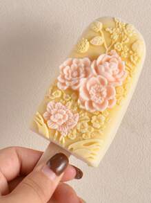 1pc Handmade Floral Ice Cream Mold, DIY Chinese Carved Ice Cream/Ice Pop Silicone Mold