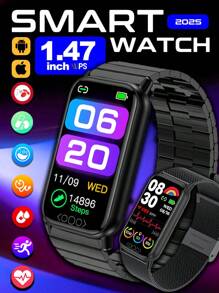 2025无创血糖尿酸体温心率血压女性健康等多种运动模式智能手环 - 藍色矽膠 - 查看 2