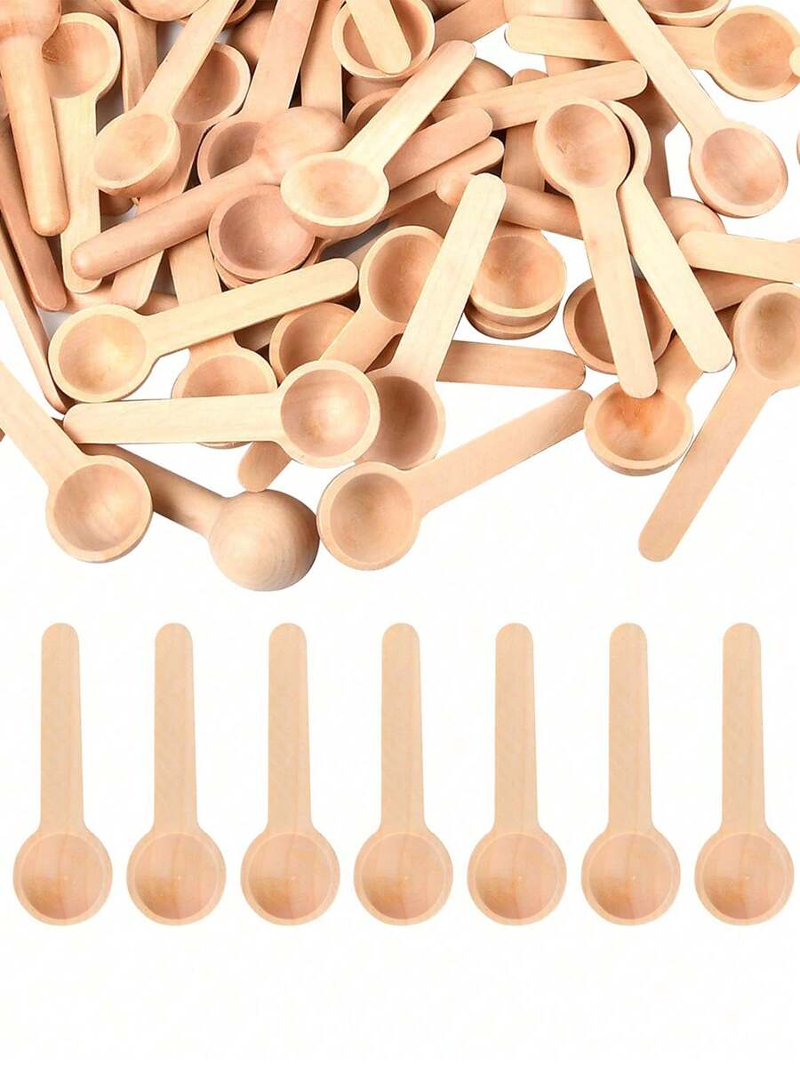 20 件迷你木勺套装，创意小勺，用于盛放粉末、沐浴盐、香料、蜂蜜、