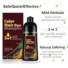 Dark Brown Hair Color Shampoo For Gray Hair 500ML Instant Hair Dye Shampoo For Men & Women-3 In 1 Color Shampoo+Natural Black Hair Color Shampoo For Gray Coverage+True Sons Hair Dye Foam For Men, 3 In 1 Herbal Hair Shampoo For Women And Men, 500ML - 深棕色 - 查看 5
