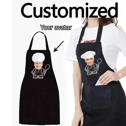 1pc Custom Apron For Dad Father Men Women Custom Name Logo Chef Cooking Kitchen Apron Personalized Kitchen Waterproof Apron Custom Logo Picture Name Chef Cooking Apron Perfect For Mom Husband Girlfriend Boyfriend Father's Day Valentine's Day Mother's Day Birthday Anniversary Graduation Wedding Love Unique,For Mother's Day, Wedding Season, Graduation Season, Gifts For Family And Friends