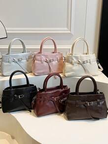 Bolso de hombro de moda de unicolor de PU para mujer, versátil y ligero de gran capacidad, bolso cruzado, diseño bonito y simple, estilo oficinista elegante, adecuado para estudiantes universitarias, mujeres trabajadoras, oficina, campus, viajes de negocios, fiestas, viajes al aire libre y regalo de cumpleaños