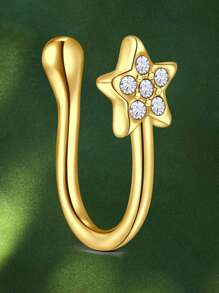 CIZME Fake Nose Ring Multi-Style Nose Rings Butterfly Heart Star Flower CZ African Nose Cuffs Golden/Silvery Golden Faux Septum Nose Rings Clip On Nose Jewelry For Woman Non Pierced Jewelry - Fake Nose Ring - View 34